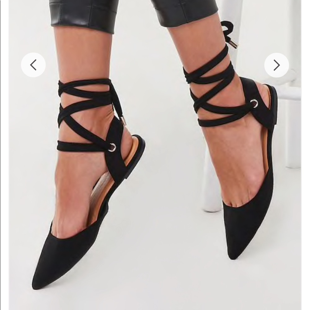 Black lace up flats